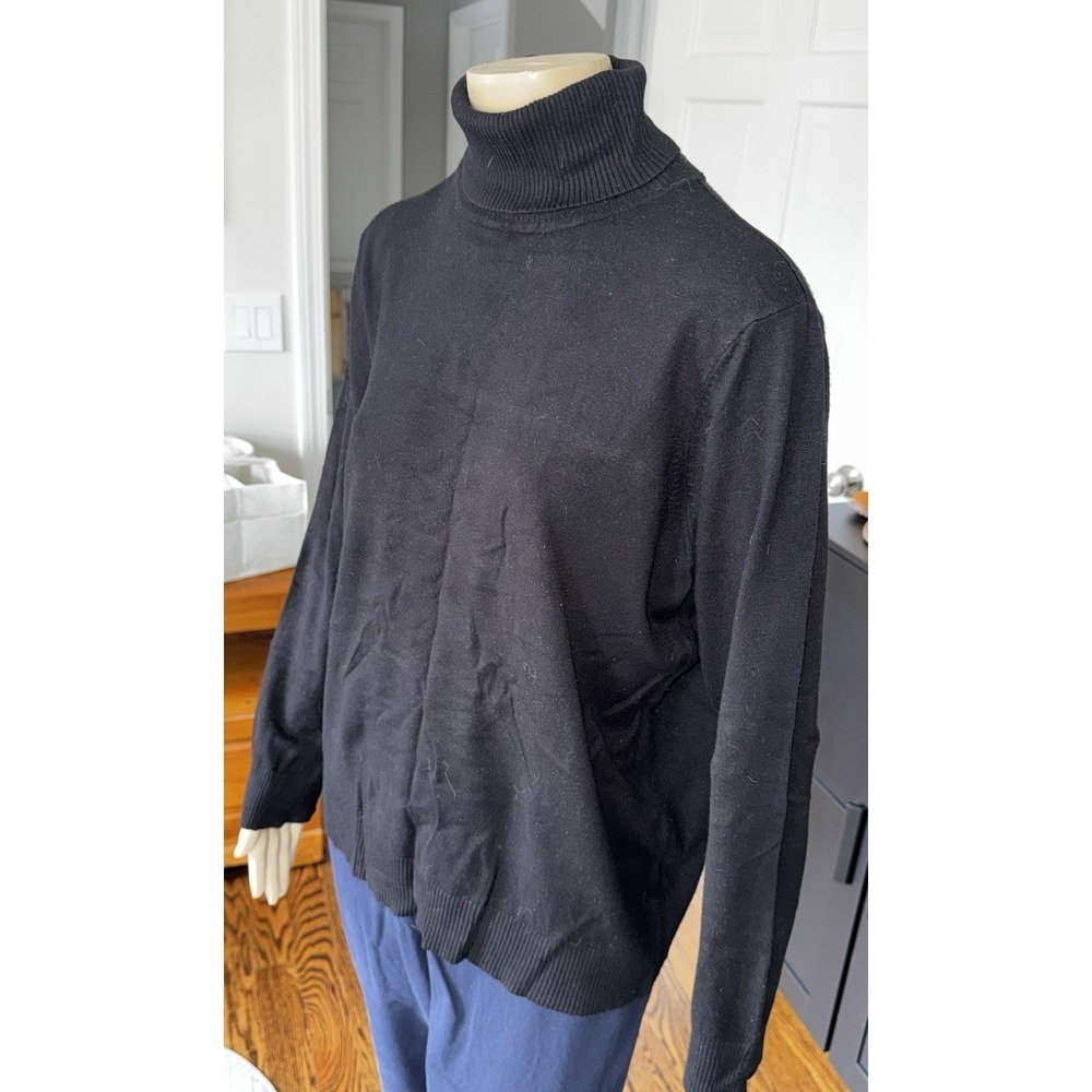 Joseph A Sweater Womens XL Black Turtleneck Rayon Blend Long Sleeve